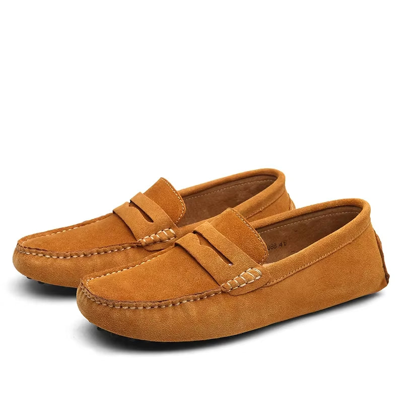 Men's Handmade Suede Genuine Leather Casual Loafers and Moccasins - Slip-On Driving Flats