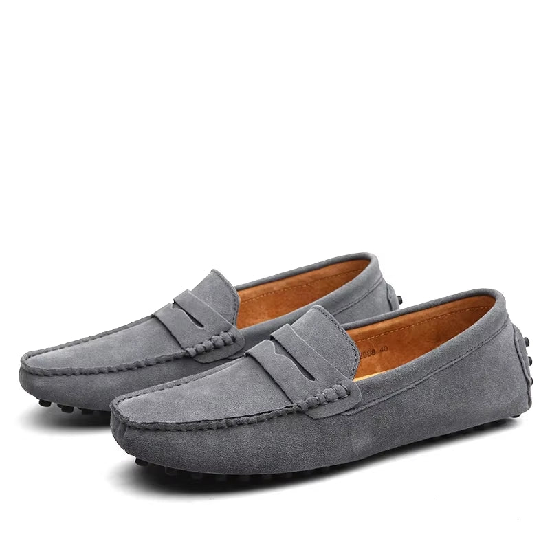 Men's Handmade Suede Genuine Leather Casual Loafers and Moccasins - Slip-On Driving Flats