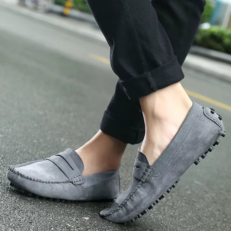 Men's Handmade Suede Genuine Leather Casual Loafers and Moccasins - Slip-On Driving Flats