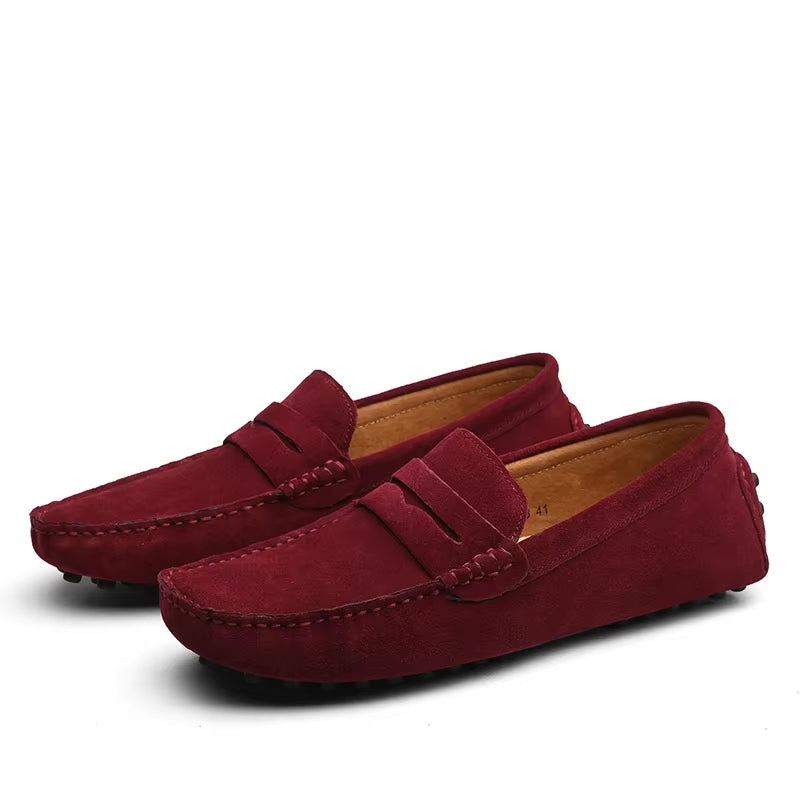 Men's Handmade Suede Genuine Leather Casual Loafers and Moccasins - Slip-On Driving Flats