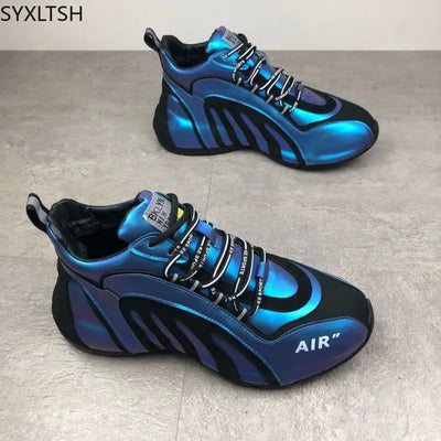 Men's Leather Casual Running Shoes - Chunky Designer Sneakers for Sports and Fashion