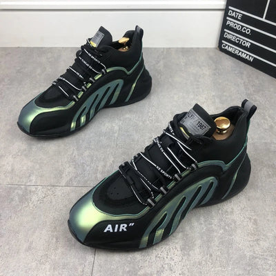 Men's Leather Casual Running Shoes - Chunky Designer Sneakers for Sports and Fashion