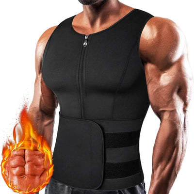 Men's Neoprene Sauna Zipper Waist Trainer Corset Vest for Enhanced Compression and Slimming Effect