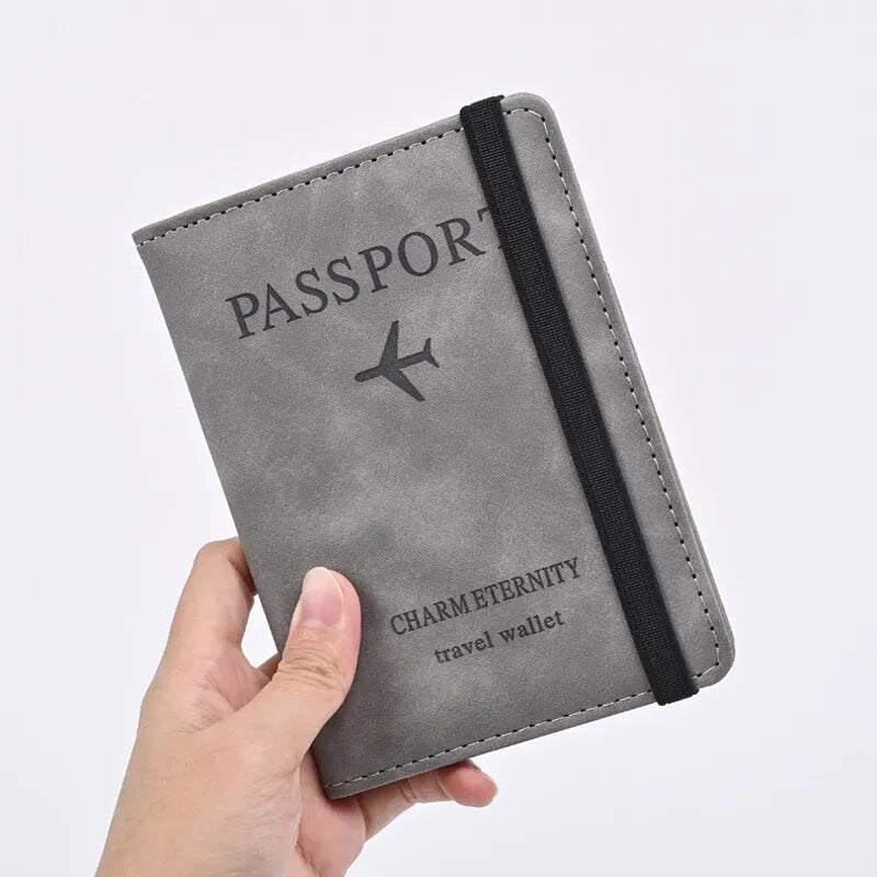 Men's PU Leather Travel Wallet for Passport and Business Cards - Stylish Handheld Accessory