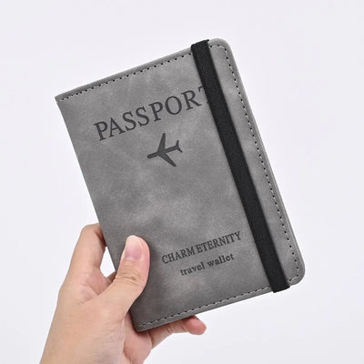 Men's PU Leather Travel Wallet for Passport and Business Cards - Stylish Handheld Accessory
