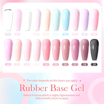 Milky Pink Rubber Base Gel Nail Polish - 15ml Semi-Permanent Glitter Varnish, Soak-Off Self-Leveling UV/LED Gel