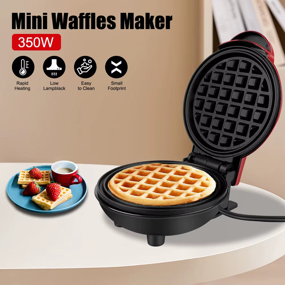 Mini Electric Waffle Maker and Egg Cake Oven with Non-Stick Molds