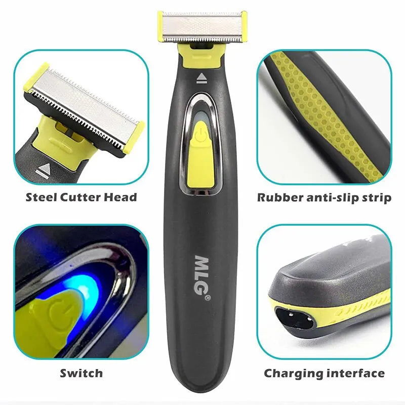MLG Portable Electric Shaver for Men and Women - USB Rechargeable Full Body Trimmer with T-Shaped Blade, Ideal for Beard and Underarm Grooming, Washable Design