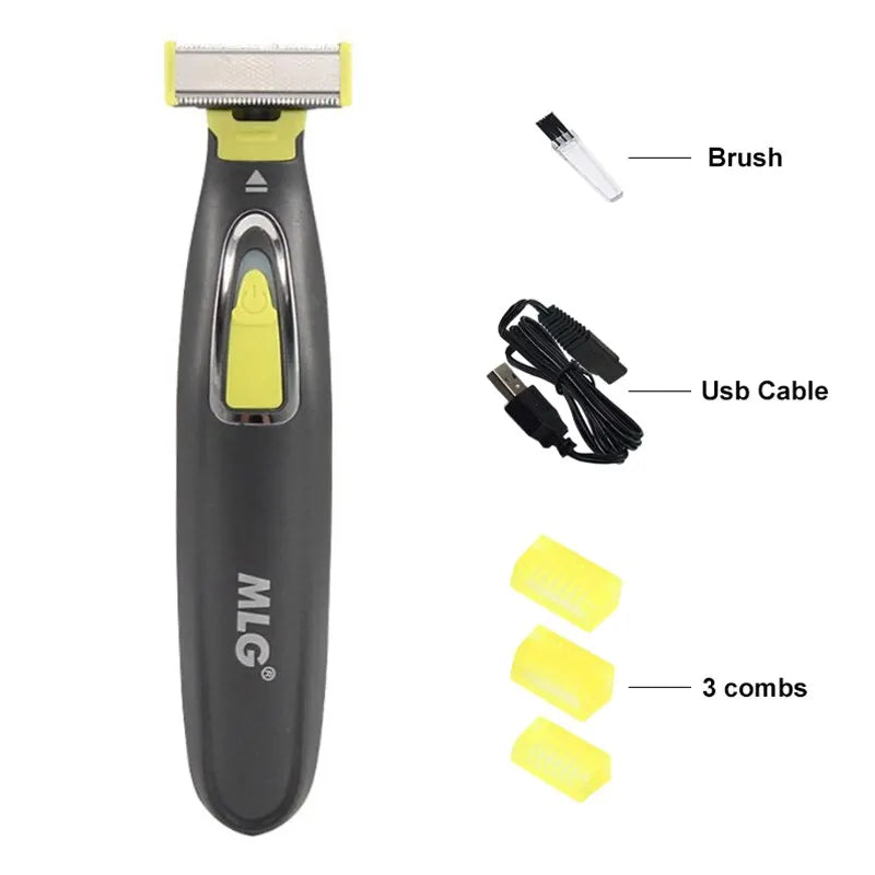 MLG Portable Electric Shaver for Men and Women - USB Rechargeable Full Body Trimmer with T-Shaped Blade, Ideal for Beard and Underarm Grooming, Washable Design