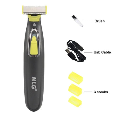 MLG Portable Electric Shaver for Men and Women - USB Rechargeable Full Body Trimmer with T-Shaped Blade, Ideal for Beard and Underarm Grooming, Washable Design