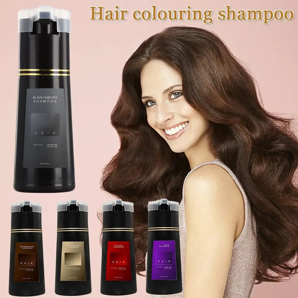 Nova Hair Instant Dye Shampoo for men and women, 200ml, long-lasting natural hair color coverage, ammonia-free formula with nourishing ingredients.