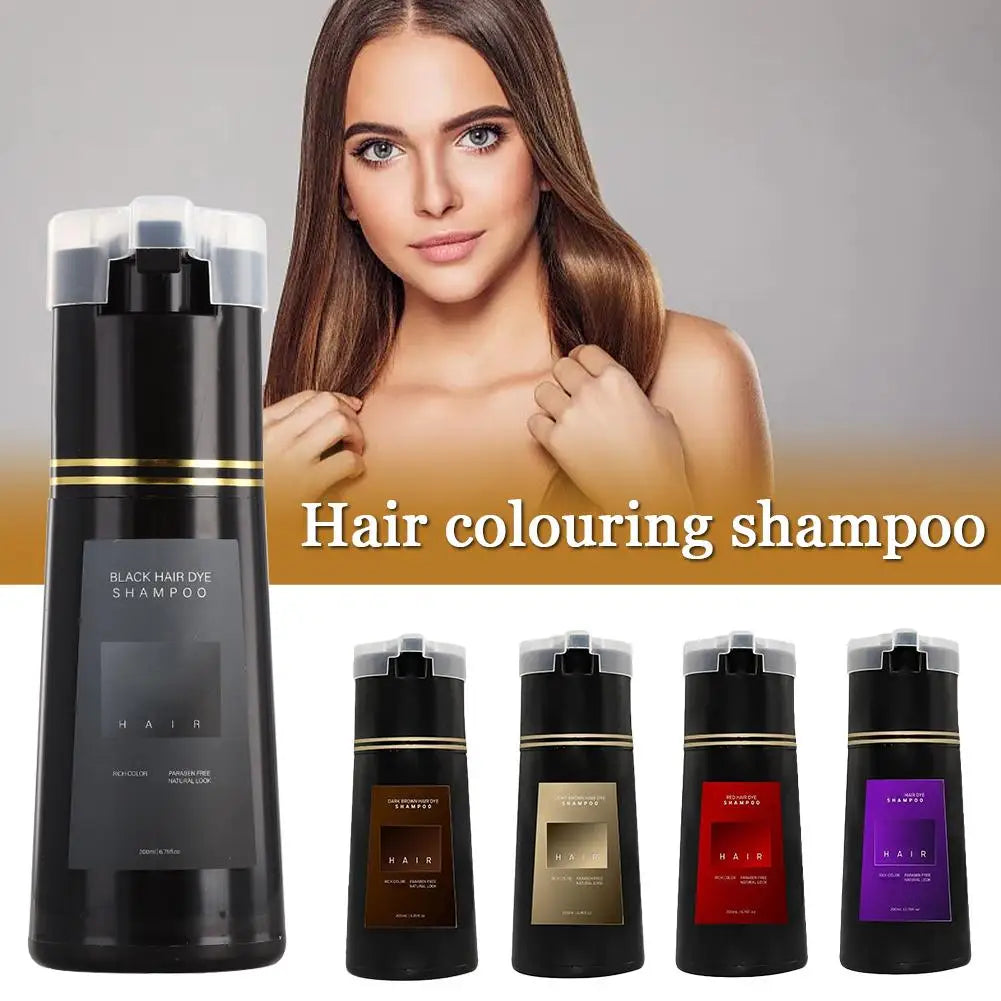 Nova Hair Instant Dye Shampoo for men and women, 200ml, long-lasting natural hair color coverage, ammonia-free formula with nourishing ingredients.