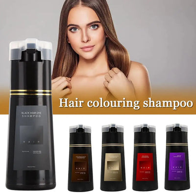 Nova Hair Instant Dye Shampoo for men and women, 200ml, long-lasting natural hair color coverage, ammonia-free formula with nourishing ingredients.