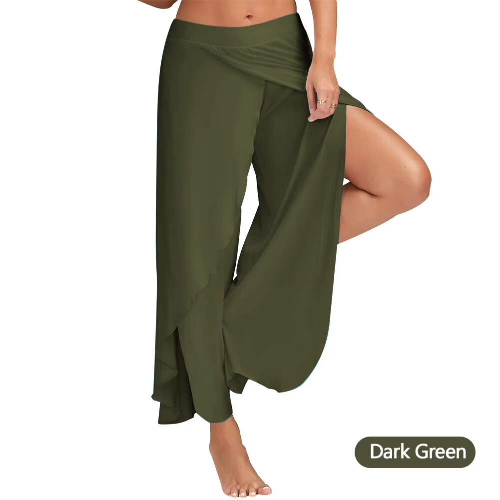 Plus Size Women's Wide Leg Pants - Loose Fit Fitness, Dance, and Yoga Trousers with Elastic Waist for Casual Summer Workouts