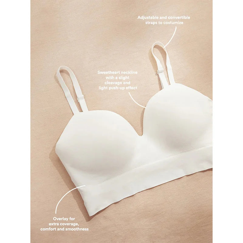 Plus Size Women's Wireless Bra with Fixed Cups and Body Shaping Support