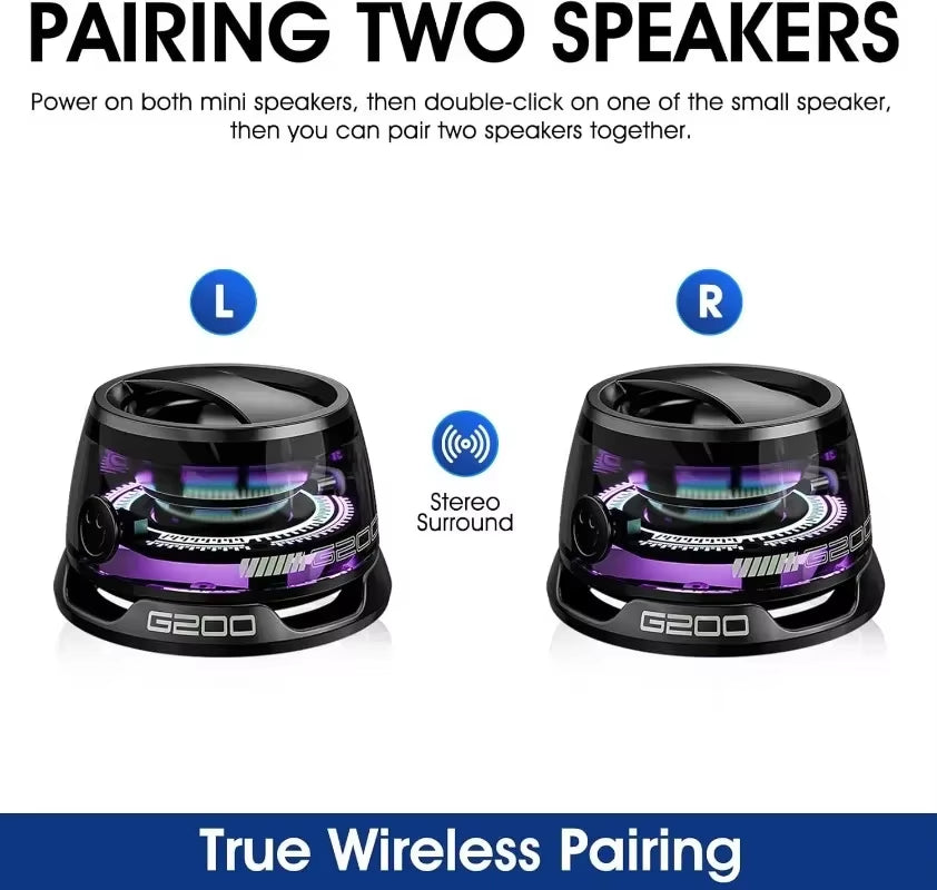 Portable Bluetooth Speaker G200 with RGB Lighting, Magnetic Design, BT5.3 Connectivity, Mini Sound Box, 7 Hours Playback, and Phone Holder