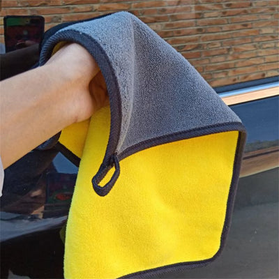 Microfiber Cleaning Towels - Thick, Soft Drying Cloths for Car Body Washing - Double Layer Cleaning Rags - Available in 1, 2, or 6 Packs - Essential Car Accessories