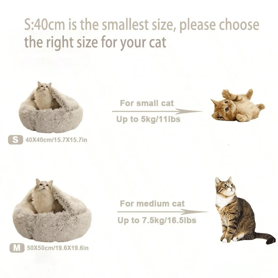Premium Soft Plush Round Pet Bed with Removable Cover - 2-in-1 Sleeping Nest for Cats and Small Dogs