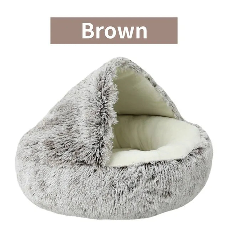 Premium Soft Plush Round Pet Bed with Removable Cover - 2-in-1 Sleeping Nest for Cats and Small Dogs