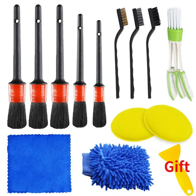 ZOPOSON Professional Car Cleaning Kit: Scrubber Drill Detailing Brush Set for Air Conditioner Vents, Towels, and Polishing Tools
