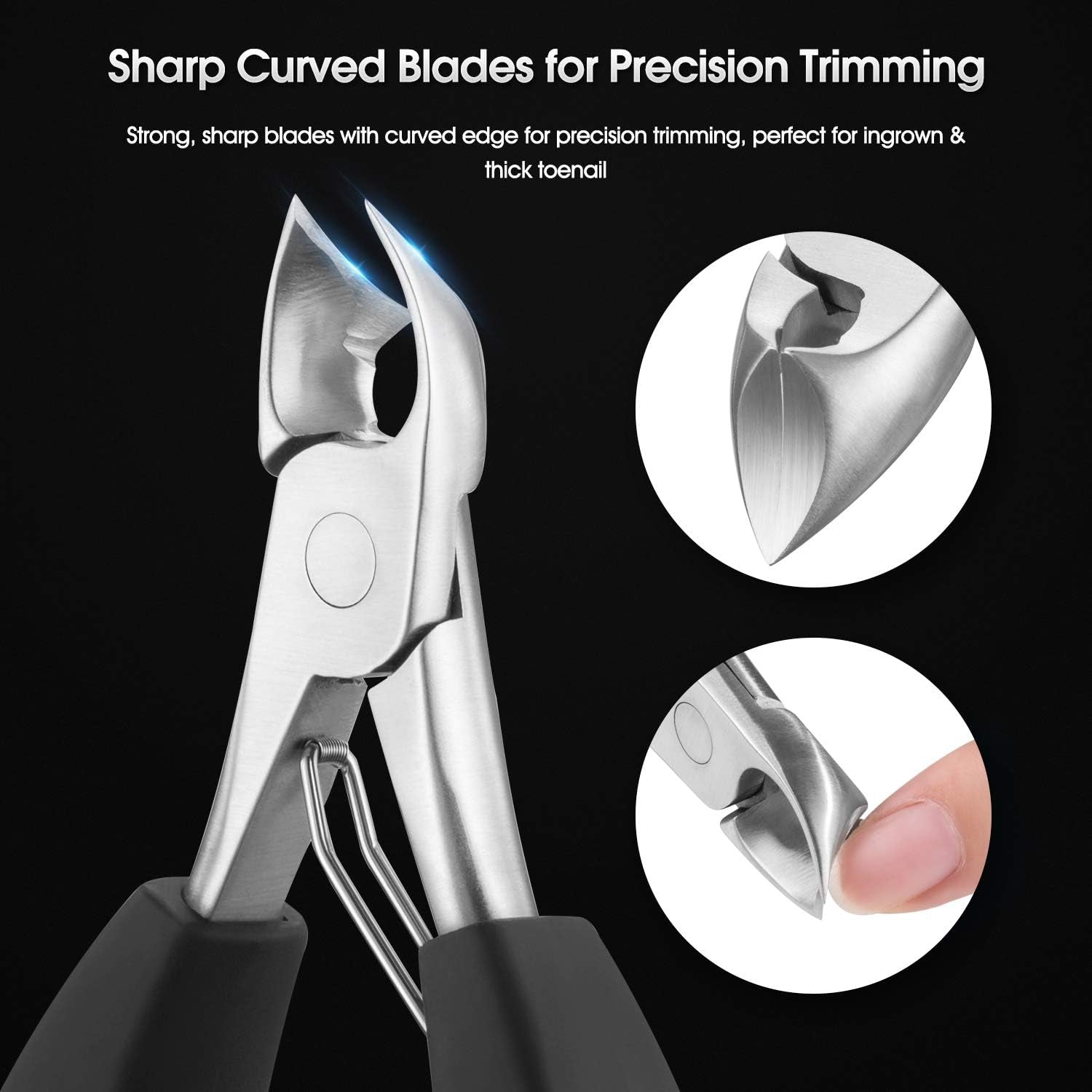 Professional Podiatrist Toenail Clippers for Ingrown and Thick Nails - Precision Diabetic Pedicure Tool with Curved Edge Trimmer, X5 Silver