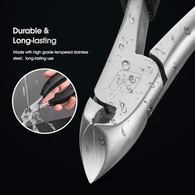 Professional Podiatrist Toenail Clippers for Ingrown and Thick Nails - Precision Diabetic Pedicure Tool with Curved Edge Trimmer, X5 Silver