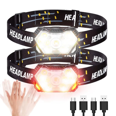 9-LED Rechargeable Motion Sensor Headlamp - Portable Outdoor Flashlight for Fishing, Camping, and Work