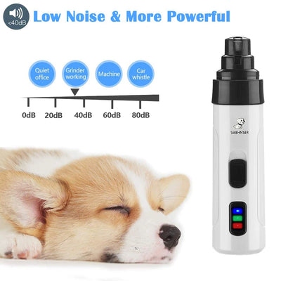 Rechargeable Electric Dog and Cat Nail Grinder with USB Charging - Professional Grooming Tool for Pet Nail Care