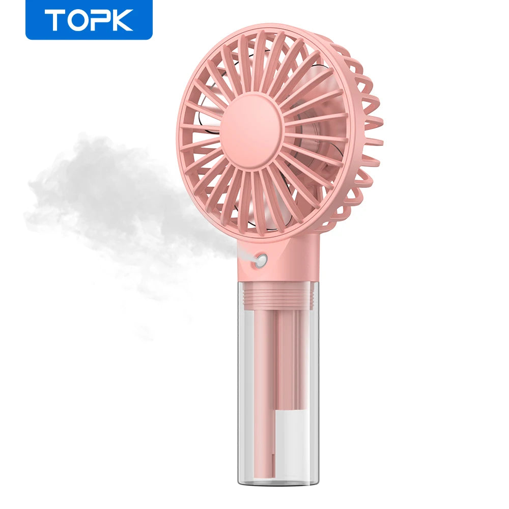 Rechargeable Portable Handheld Misting Fan with 2000mAh Battery - Foldable Mini Personal Spray Water Mist Fan
