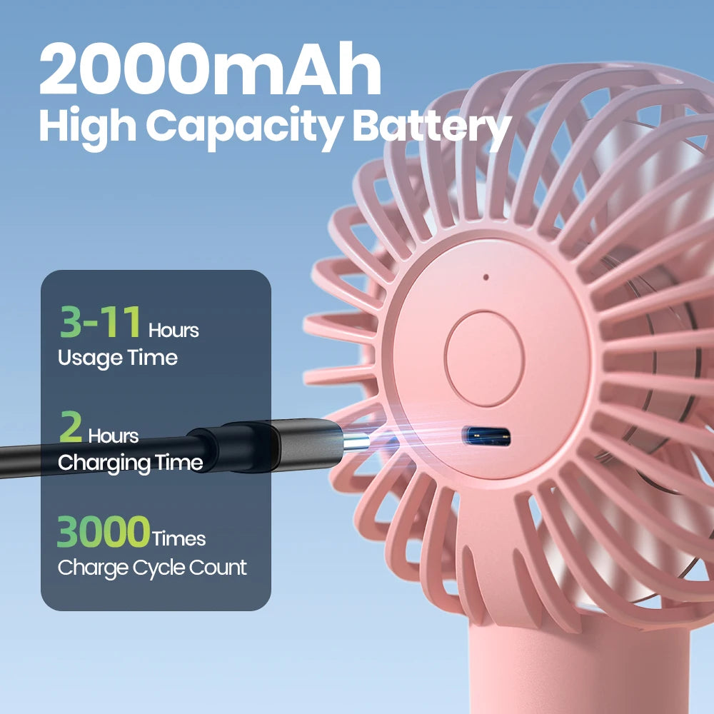 Rechargeable Portable Handheld Misting Fan with 2000mAh Battery - Foldable Mini Personal Spray Water Mist Fan
