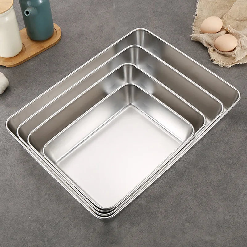 Rectangular Nonstick Stainless Steel Deep Baking Pan for Cakes, Breads, and Food Storage - Kitchen Bakeware