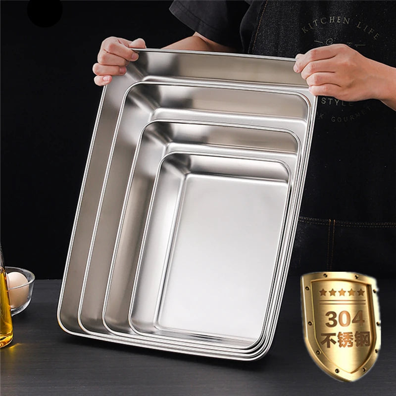 Rectangular Nonstick Stainless Steel Deep Baking Pan for Cakes, Breads, and Food Storage - Kitchen Bakeware