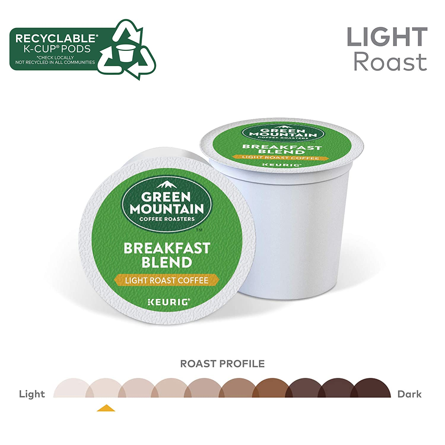 Green Mountain Coffee Roasters Breakfast Blend Single-Serve Keurig K-Cup Pods - CommunityRateLLC