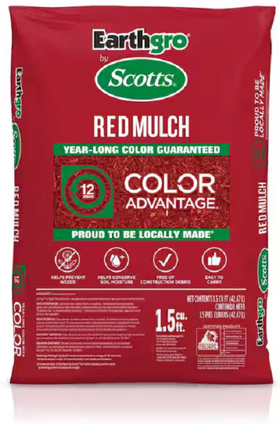Lot of 6 bags Scotts Earthgro mulch, 9 cubic feet total, natural wood shredded mulch for moisture retention and weed prevention.
