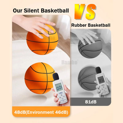 Silent Foam Basketball - Sizes 3, 5, and 7 - Indoor Dribble Soft Ball for Quiet Play - Mute Bouncing Airless Sports Toy