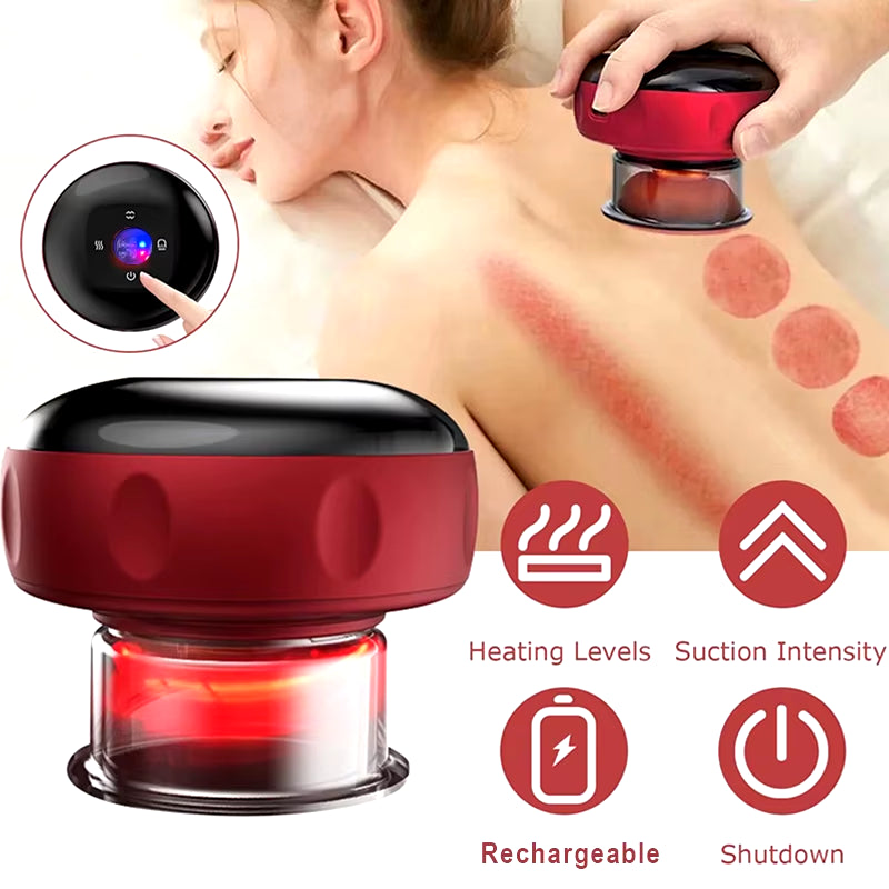 Smart Electric Vacuum Cupping and Heating Suction Massage Device for Back, Neck, and Arms