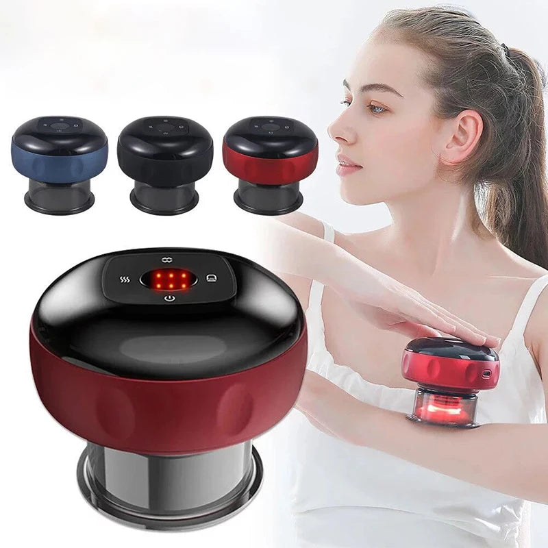 Smart Electric Vacuum Cupping and Heating Suction Massage Device for Back, Neck, and Arms