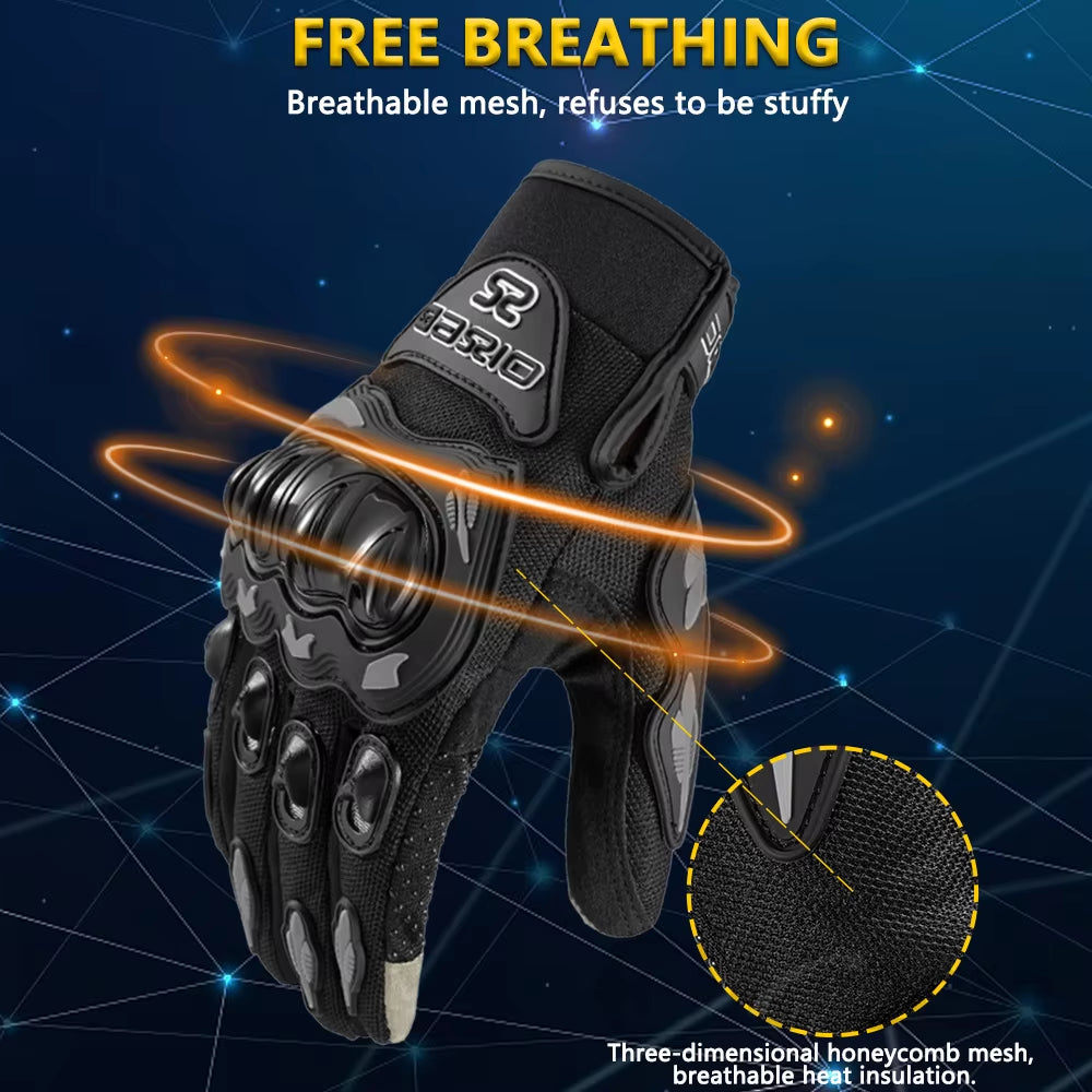 Summer Breathable Full Finger Motorcycle Gloves - Non-Slip, Wear-Resistant Motocross Racing Gloves with Touch Screen Compatibility