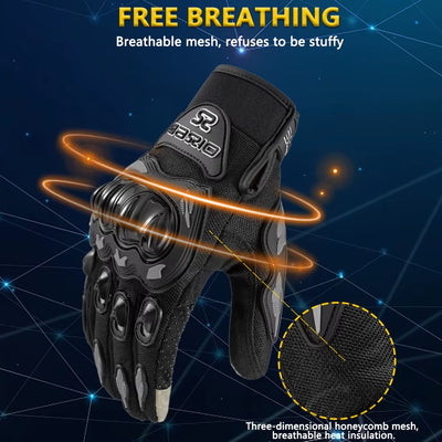Summer Breathable Full Finger Motorcycle Gloves - Non-Slip, Wear-Resistant Motocross Racing Gloves with Touch Screen Compatibility