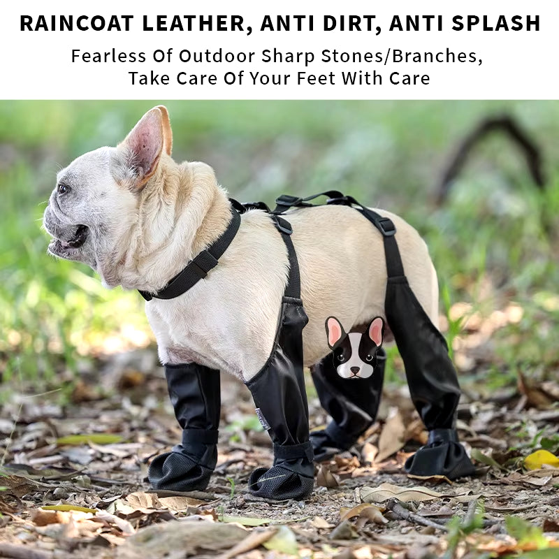 Waterproof Adjustable Non-Slip Dog Boots - Outdoor Protection for Small to Medium Dogs, Perfect for French Bulldogs!