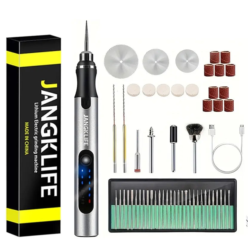 USB Rechargeable Cordless Rotary Tool Kit for Woodworking, Engraving, and DIY Projects in Jewelry, Metal, and Glass