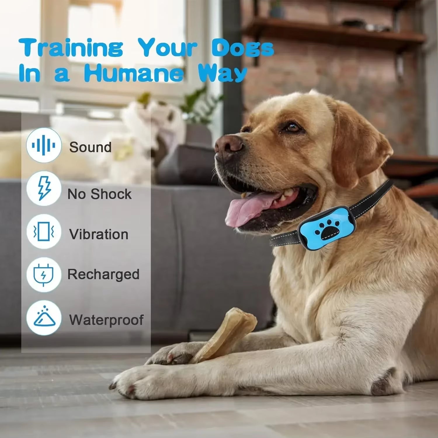 USB Rechargeable Ultrasonic Anti-Barking Training Collar for Dogs with Vibration Feature