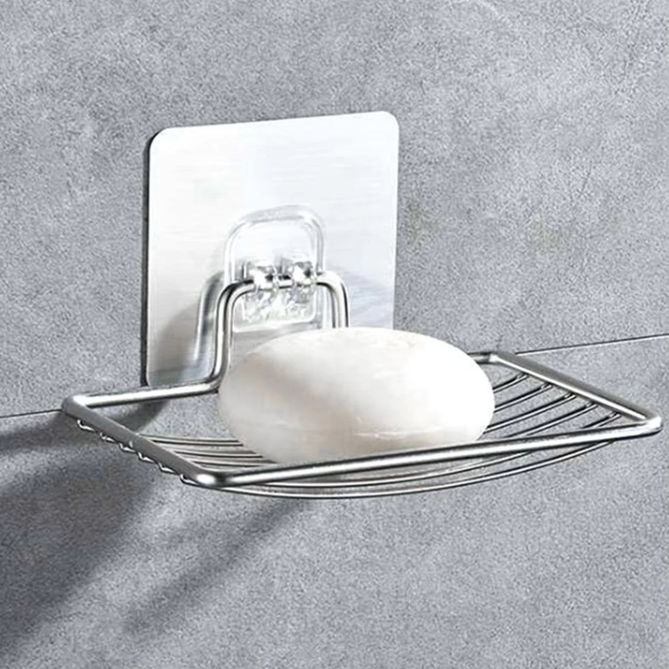 Stainless Steel Punch-Free Soap Rack - Wall-Mounted Single Layer Drainage Shelf for Bathroom
