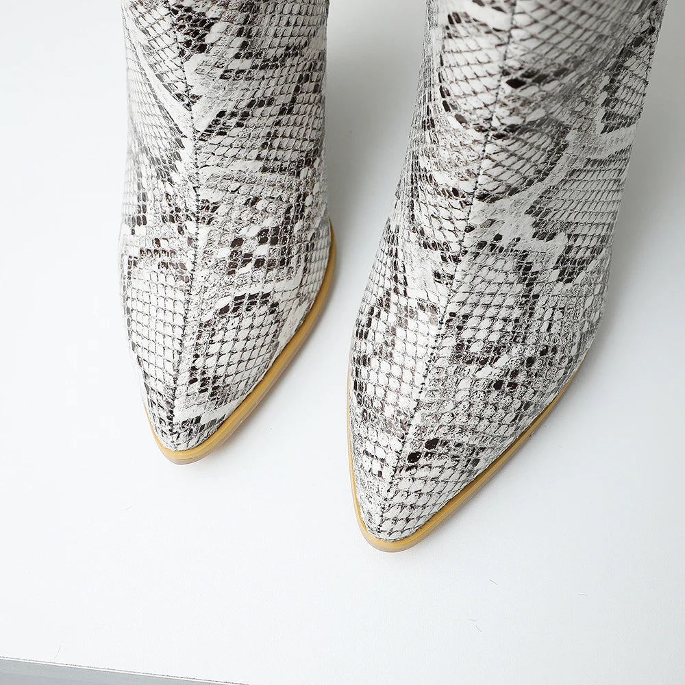 Black Pink Blue Knee High Boots Western Cowboy Boots for Women Long Winter Boots Pointed Toe Cowgirl Wedges Motorcycle Boots