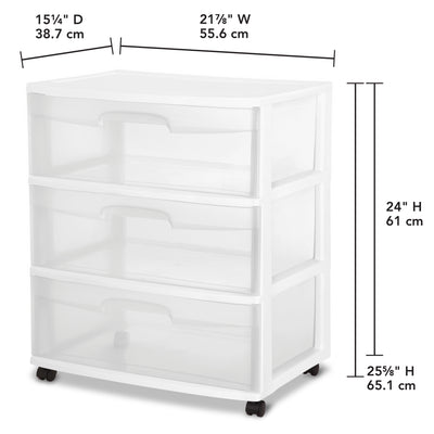 Wide 3 Drawer Cart White - CommunityRateLLC