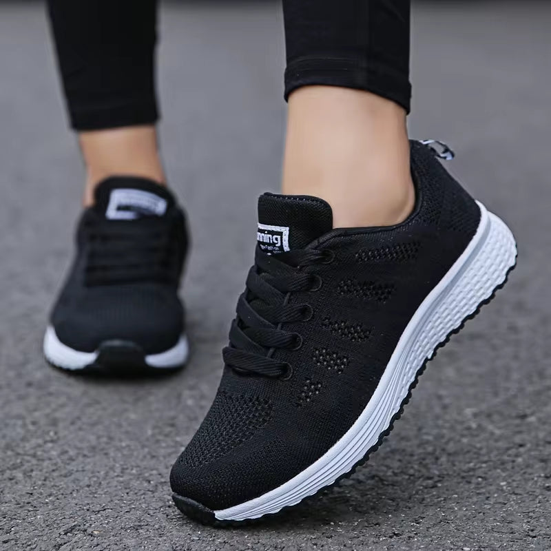 Women Casual Shoes Fashion Breathable Walking Mesh Flat Shoes Sneakers Women Gym Vulcanized Shoes black Female Footwear